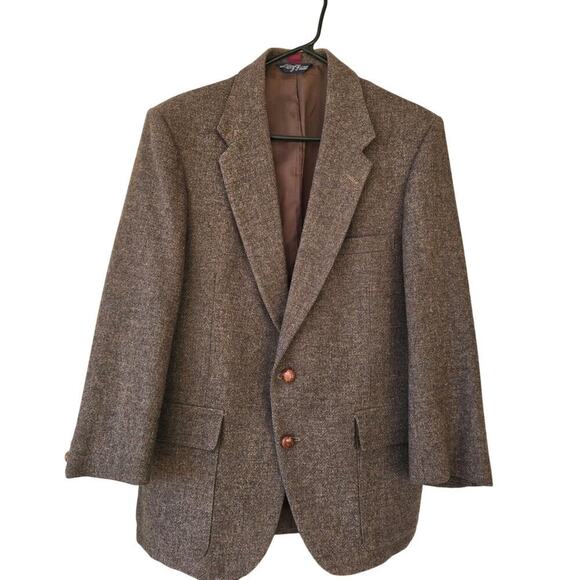 Vintage WFF by Farrah Men's Tweed Wool Blazer Sportscoat Size 42R Brown - Picture 2 of 9